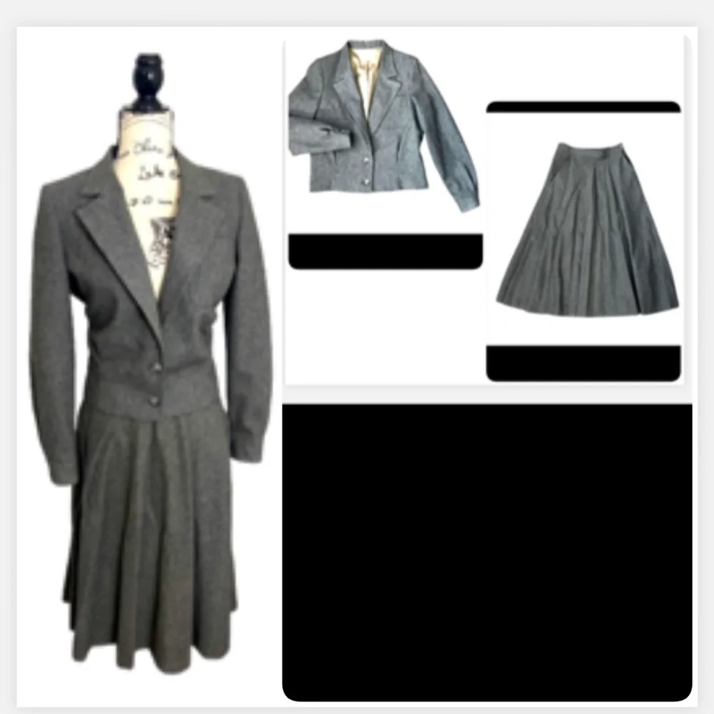 Jones New York Vintage‎ Chic Aline Skirt and Jacket Gray
